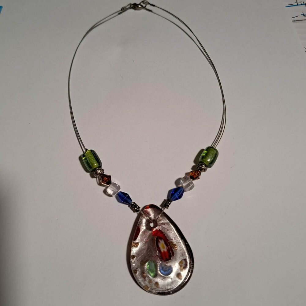 glass tear drop pendant necklace